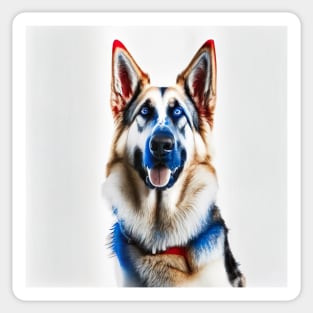 [AI Art] Red, blue and white German Shepherd Sticker